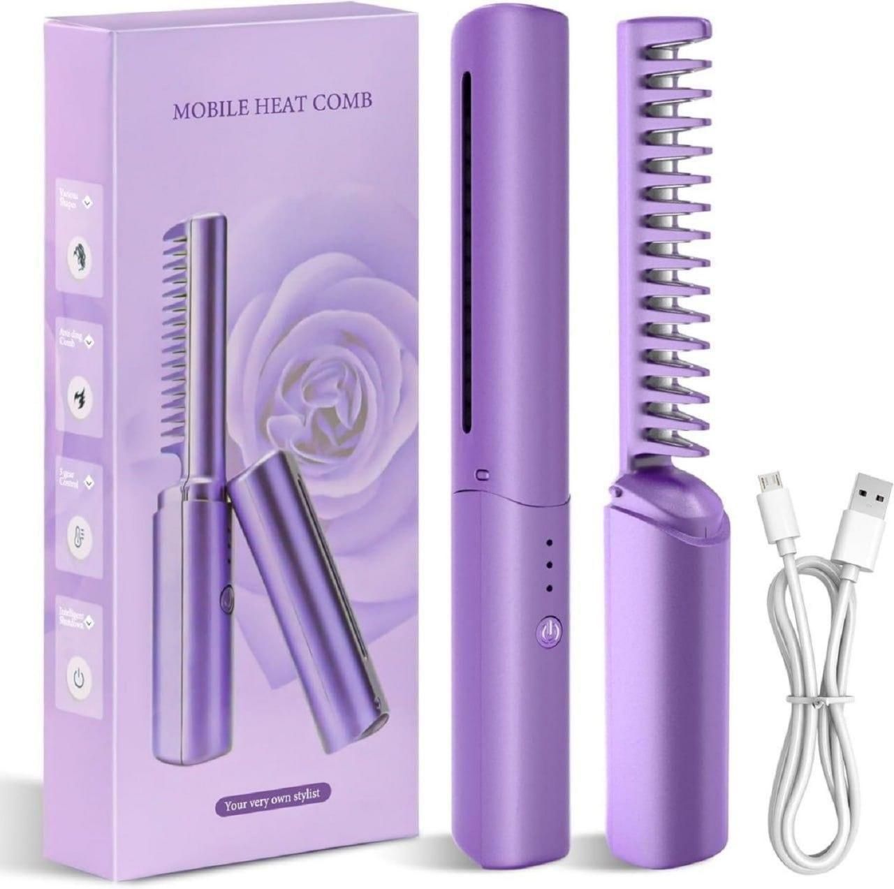 Mini Purple Hair Straightener Comb || Heat It Up