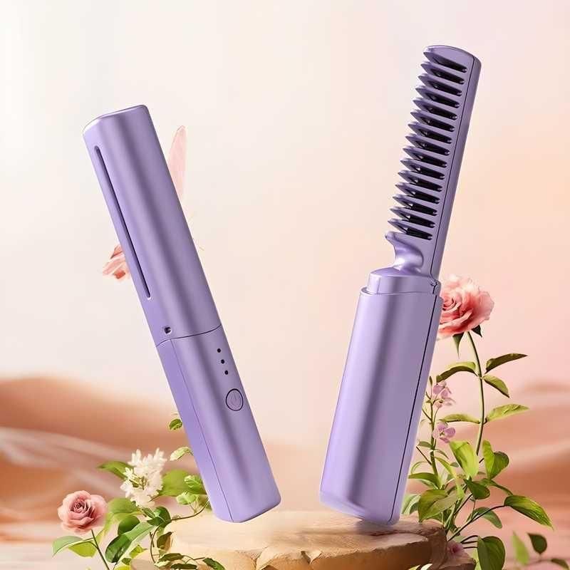 Mini Purple Hair Straightener Comb || Heat It Up